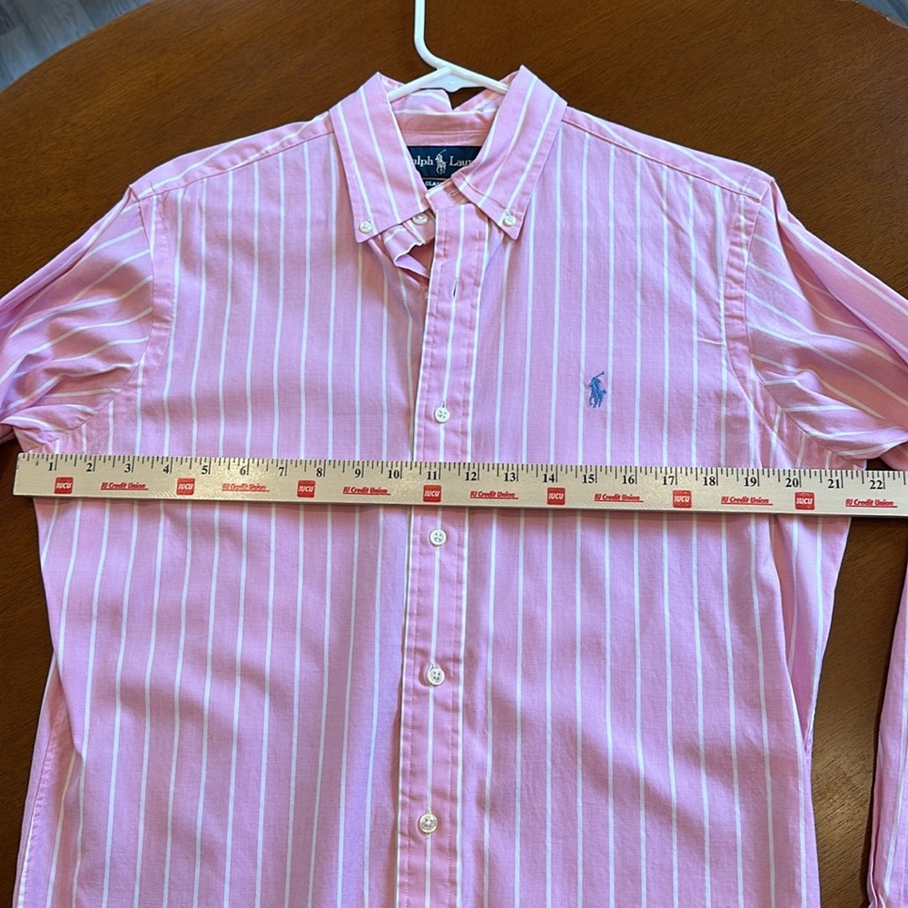 Men’s Ralph Lauren 15 32/33 dress shirt, pink with white pin stripes - Picture 3 of 5
